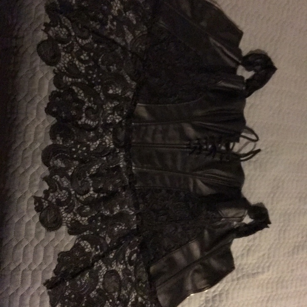 Faux leather n lace teddy